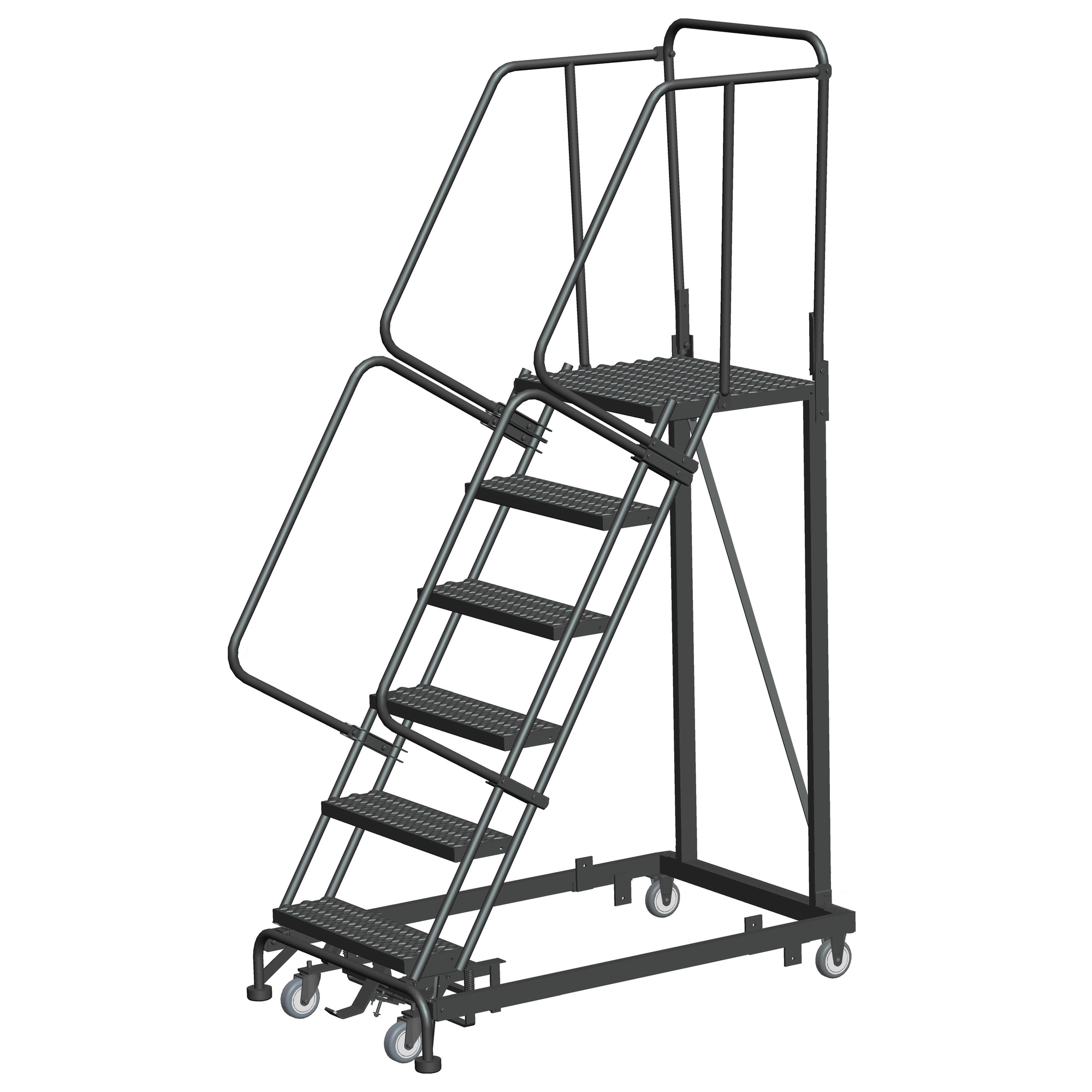 Ballymore, Heavy Duty Stairway Slope -24in.W, 28in.DTS-G Tread, Overall Height 93 in, Steps 6, Material Carbon Steel, Model# HDS-6-28-G